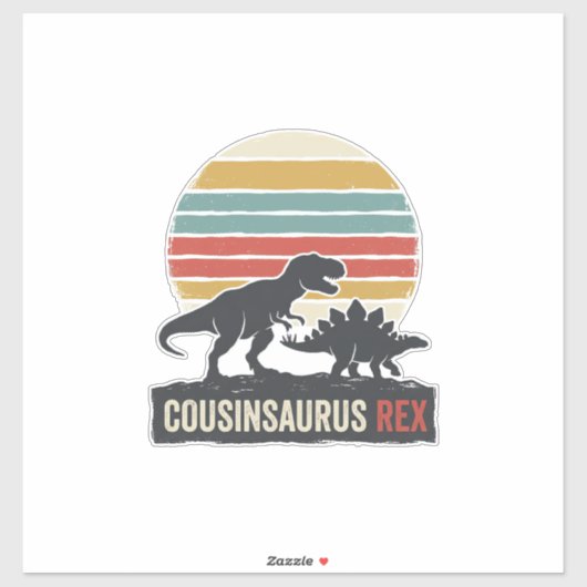 Cousinsaurus Rex Funny Dinosaur Vintage Shirt Desi Aufkleber (Blatt)