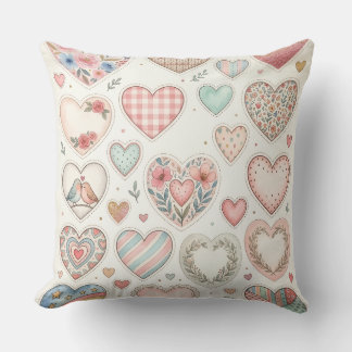 Coussin décoratif motif petits cœurs pastel kissen