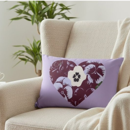 Coussin Rectangulaire Cœur de Violettes Dekokissen