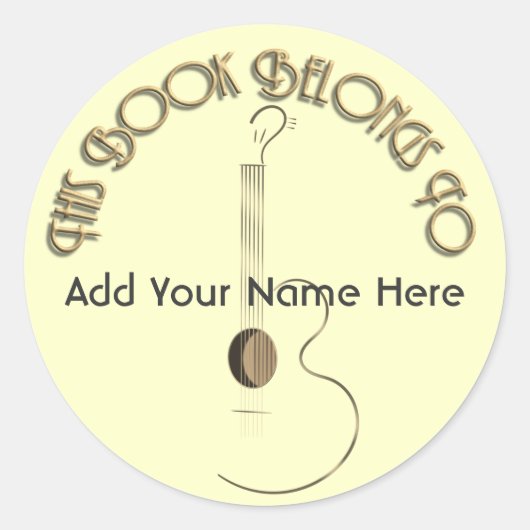 Coustic Guitar Logo Design Buchzeichen Sticker (Vorderseite)