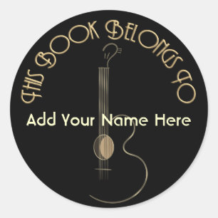 Coustic Guitar Logo Design Buchzeichen Sticker