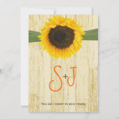 Coutry Chic Barn Wood Sunflower Wedding Einladung (Rückseite)