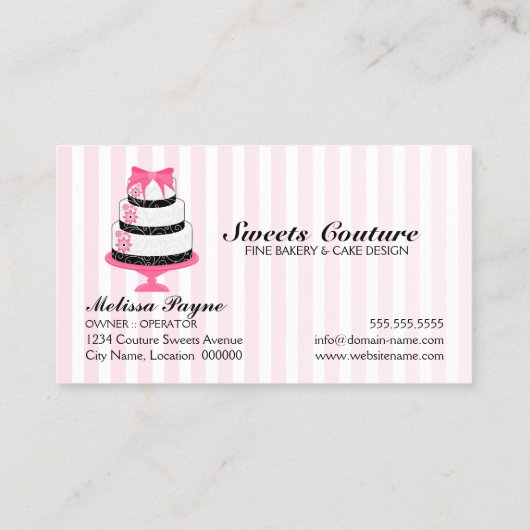 Couture backt Bäckerei-Gewohnheit zusammen Visitenkarte (Rückseite)