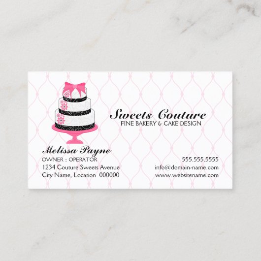 Couture backt Bäckerei-Gewohnheit zusammen Visitenkarte (Rückseite)