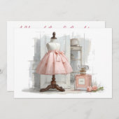 Couture Blush Parfüm Thema zum 1. Geburtstag Einladung (Vorne/Hinten)