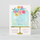 Couture Cake Bridal Dusche Einladung - blau (Stehend Vorderseite)