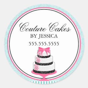 Couture Cakes Aqua Bäckerei Box Siegel Runder Aufkleber