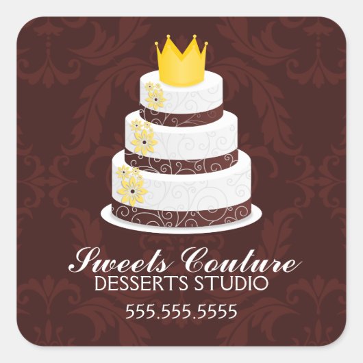 Couture Cakes Bakery Quadratischer Aufkleber (Vorderseite)