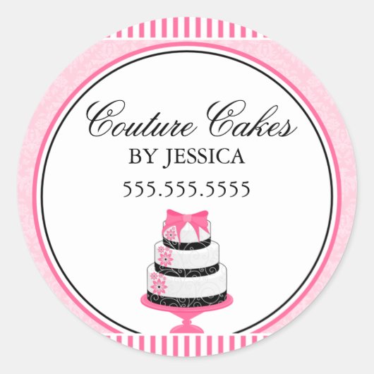 Couture Cakes Pink Bäckerei Box Siegel Runder Aufkleber (Vorderseite)