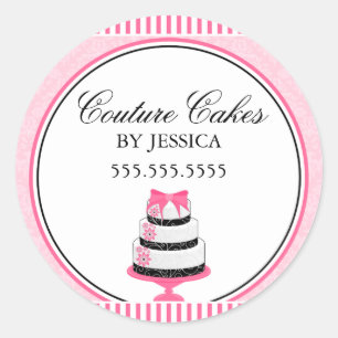 Couture Cakes Pink Bäckerei Box Siegel Runder Aufkleber