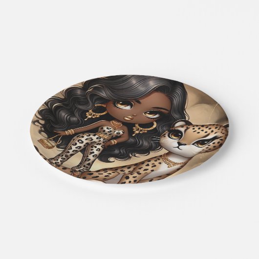 Couture Cheetah Pappteller (Schrägansicht)