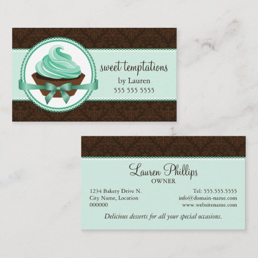 Couture Cupcake and Damask Bakery Visitenkarte (Vorne/Hinten)