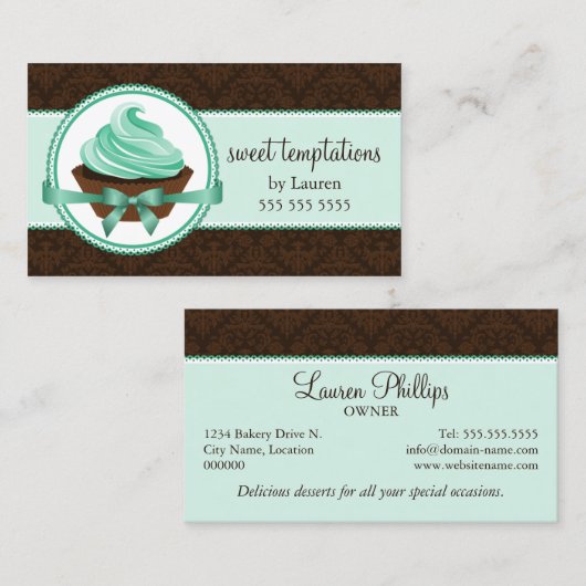 Couture Cupcake and Damask Bakery Visitenkarte (Vorne/Hinten)