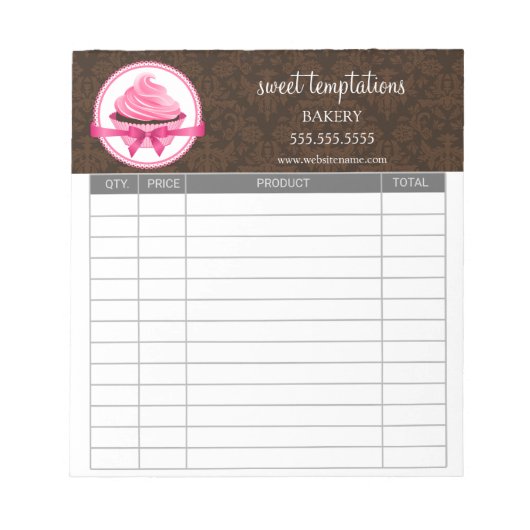 Couture-Cupcake-Backrezepte Notizblock (Vorderseite)