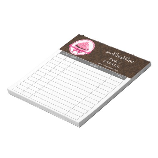 Couture Cupcake Bake Receipts Notizblock (Rotiert)