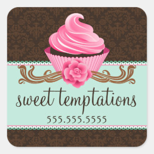Couture Cupcake Bakery Quadratischer Aufkleber