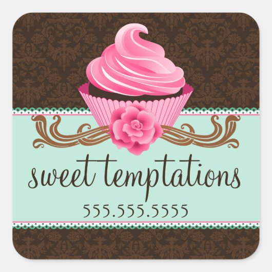 Couture Cupcake Bakery Quadratischer Aufkleber (Vorderseite)
