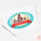 Couture Cupcake BBäckerei Box Siegel Ovaler Aufkleber (Umschlag)