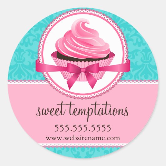 Couture Cupcake BBäckerei Box Siegel Runder Aufkleber (Vorderseite)