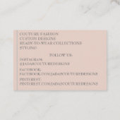 Couture der hellbraunen Stoffdesignermode Visitenkarte (Rückseite)