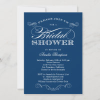Couture Elegance Bridal Dusche Einladung - Marine
