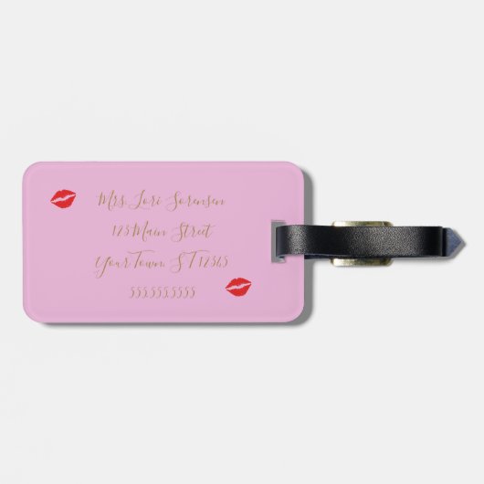 Couture & Glam Pink Dusche Brautparty Gepäckanhänger (Rückseite horizontal)