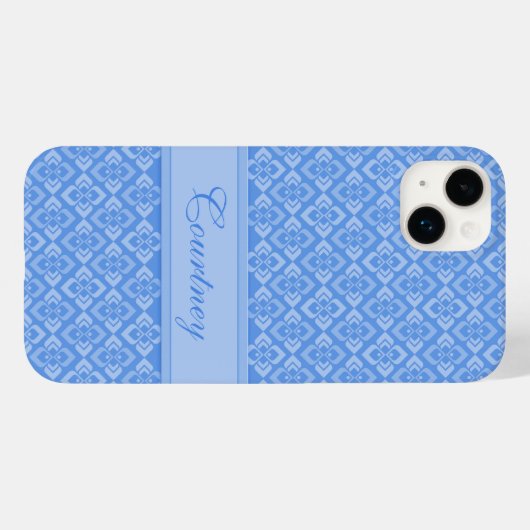 Couture inspiriert Name blau gemustert Case-Mate iPhone Hülle (Rückseite (Horizontal))