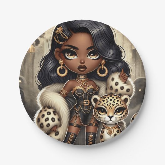 Couture Leopard Pappteller (Vorderseite)