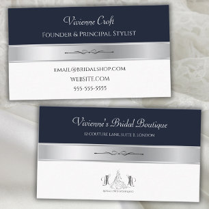 Couture Midnight Blue Brautsalon Visitenkarten Visitenkarte