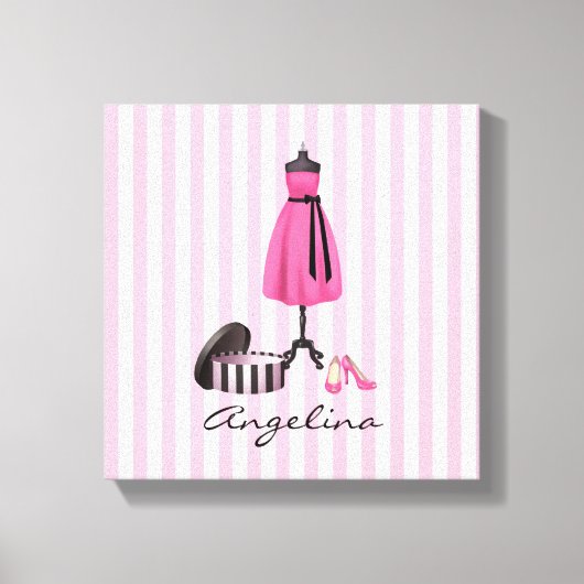 Couture Rosa Kleid mit Ihrem Namen - Leinwand (Vorderseite)