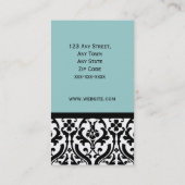Couture-Salon-Damast-blaue Geschäfts-Karte Visitenkarte (Rückseite)