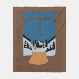 Couverture Polaire Hivernale - Motif Boule à Neige Fleecedecke