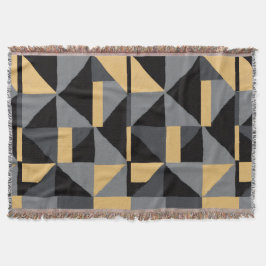 Couverture Tissée Géométrie Noir, gris et or Decke