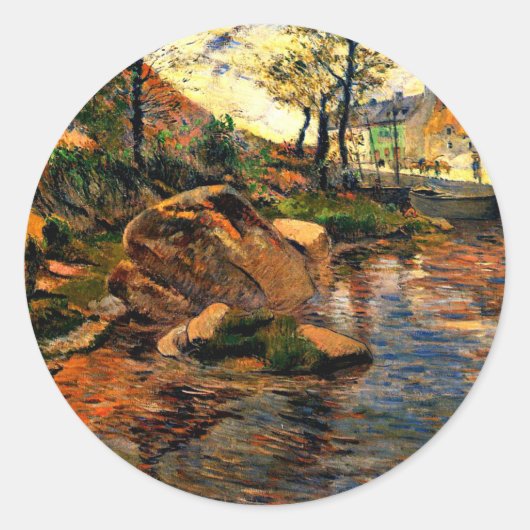 Cove gegenüber dem Hafen von Pont-Aven, Runder Aufkleber (Vorderseite)