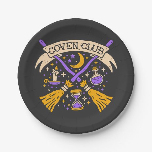 Coven Club Halloween Witwe Night Sky Pappteller (Vorderseite)