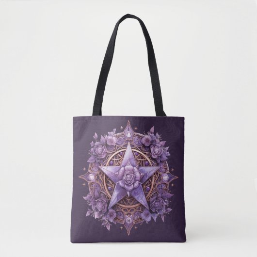 Coven Essentials Tote Bag - Lila Pentagramm Design Tasche (Vorderseite)