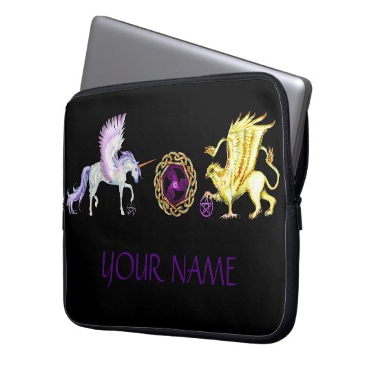 Coven-Symbol-Spiralen-Wesentlich-Einhorn Griffon Laptopschutzhülle (Vorderseite Links)