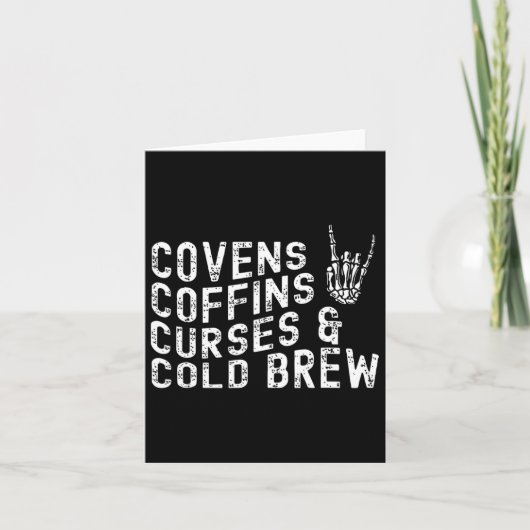 Covens Coffins Curses Cold Brew Fall Halloween Spi Karte (Vorderseite)