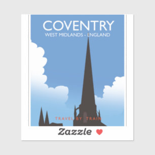 Coventry West Midlands England Zug Reiseplakat Aufkleber