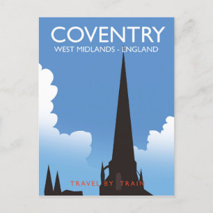 Coventry West Midlands England Zug Reiseplakat Postkarte