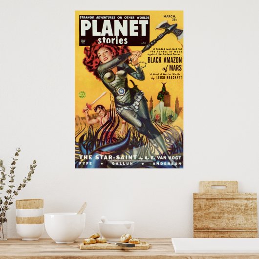 Cover Art Black Amazon of Mars 1951 Poster (Küche)