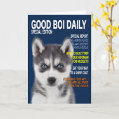 Cover Card des Siberian Husky Parody Magazine Karte (Gelbe Blume)
