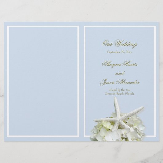Cover des Seaside Starfish Hochzeitsprogramms (Vorderseite)