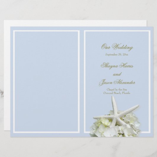 Cover des Seaside Starfish Hochzeitsprogramms (Vorne/Hinten)
