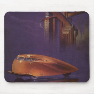 Cover des Vintagen Motor Magazine, Futuristic City Mousepad