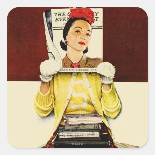 Cover Girl Quadratischer Aufkleber (Vorderseite)