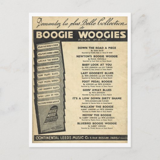 Cover of Boogie Woogie Notenblatt Postkarte (Vorderseite)