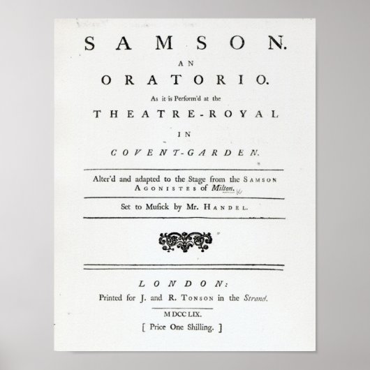 Cover of Sheet Music for Samson Poster (Vorne)