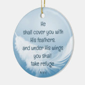 Cover you with his Feathers Bible Quote Ps 91:4 Keramik Ornament (Links)