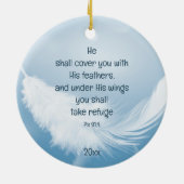 Cover you with his Feathers Bible Quote Ps 91:4 Keramik Ornament (Hinten)